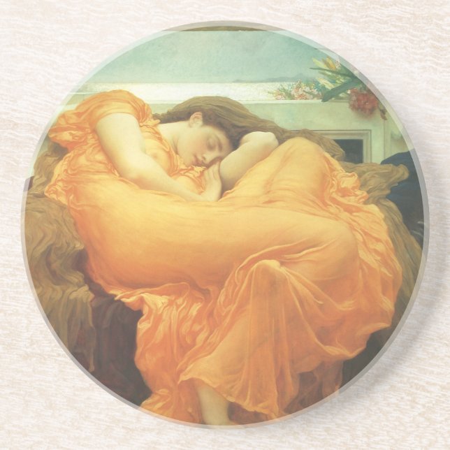 Flaming June von Lord Frederic Leighton Sandstein Untersetzer (Vorne)