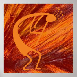 Flaming Kokopelli Poster