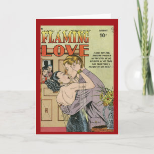 "Flaming-Liebe" Vintage Comic-Abdeckkarte Karte