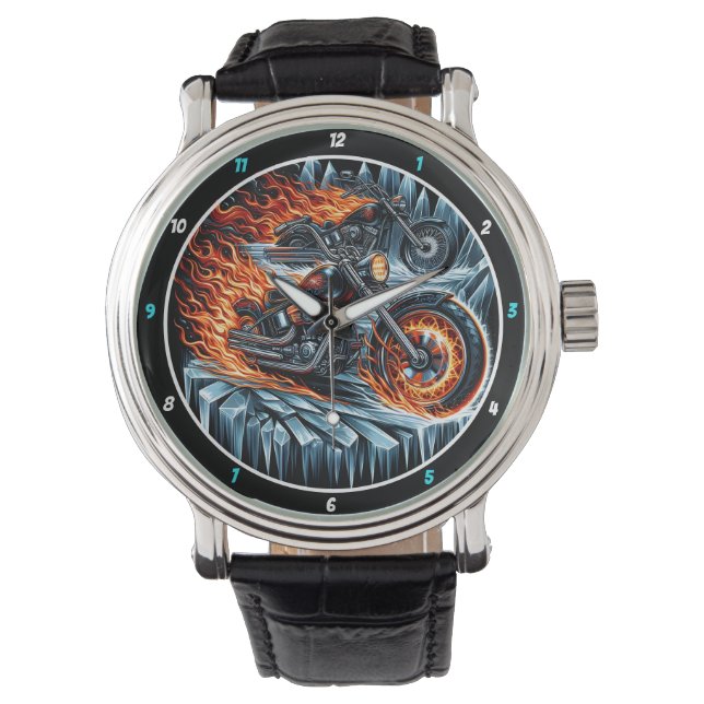 Flaming Motorcycles, Ice Shard Watch. Armbanduhr (Vorderseite)
