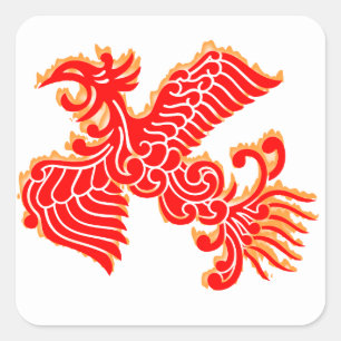 Flaming Phoenix Quadratischer Aufkleber