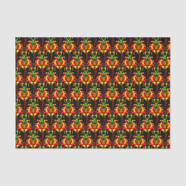 Flaming Pumpkin Head Box Blockiermuster Seidenpapier (Vorderseite)