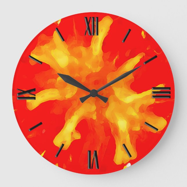 Flaming Red Pop Große Wanduhr (Vorderseite)