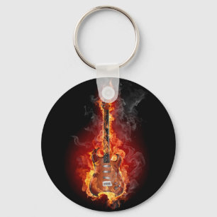 Flaming rock guitar schlüsselanhänger