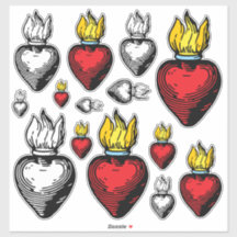 Flaming Sacred Heart 14" x 14" Blatt