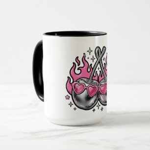 Flaming Silver Chrome Kirschen Tasse - Y2K