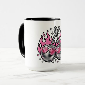Flaming Silver Chrome Kirschen Tasse - Y2K 
