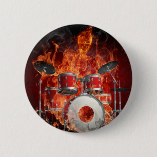Flaming-Skelett auf Trommelschaltfläche Button