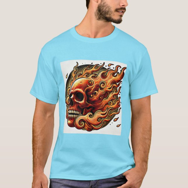 Flaming Skull Artwork T-Shirt (Vorderseite)