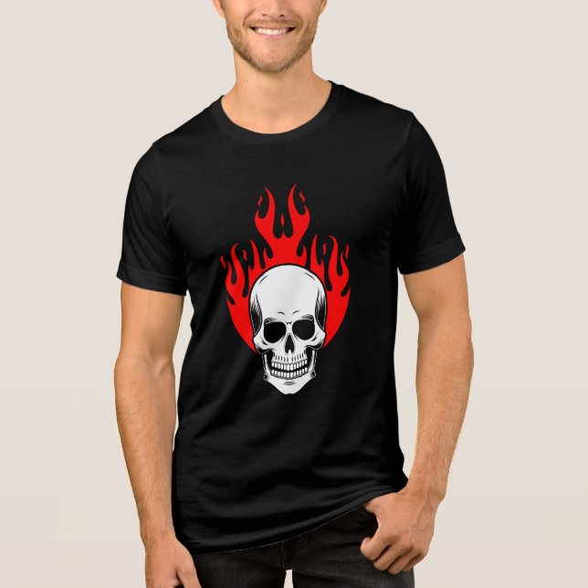 Flaming Skull Graphic Tri-Blend Shirt (Vorderseite)