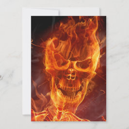 Flaming Skull Halloween Einladung mit blutigem Tex