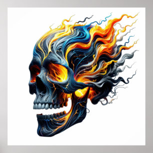Flaming Skull Inferno Poster