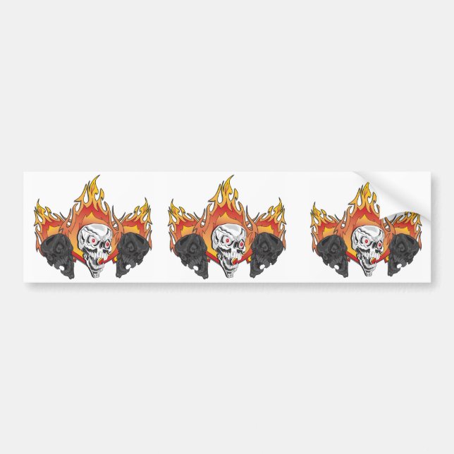 Flaming Skulls Autoaufkleber (Vorne)