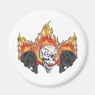 Flaming Skulls Magnet
