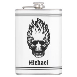 Flaming Skulls Personalized Flachmann