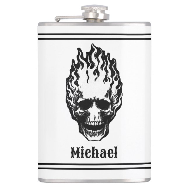 Flaming Skulls Personalized Flachmann (Vorderseite)