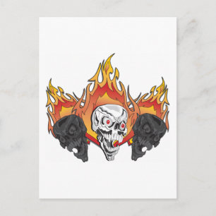 Flaming Skulls Postkarte