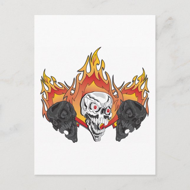 Flaming Skulls Postkarte (Vorderseite)