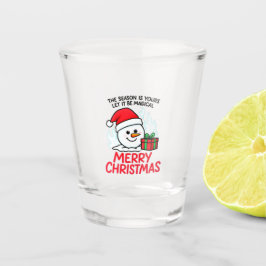 Flaming Snowman Christmas Funny Holiday Mini Schnapsglas