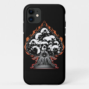 Flaming Spade mit Skullen iPhone 11 Hülle