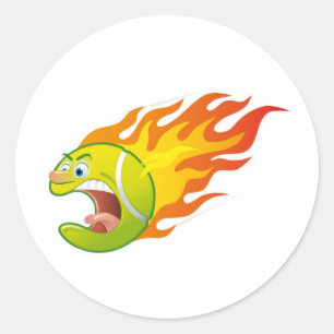 Flaming Tennis Ball Runder Aufkleber