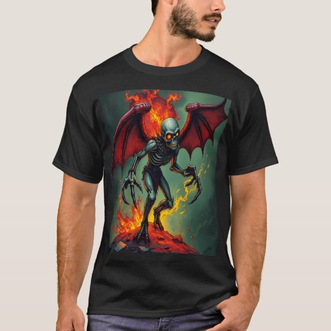 Flaming Winged Demon T-Shirt (Vorderseite)
