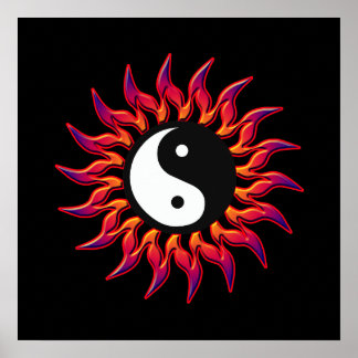 Flaming Yin Yang Sun Poster