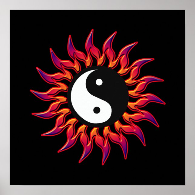 Flaming Yin Yang Sun Poster (Vorne)