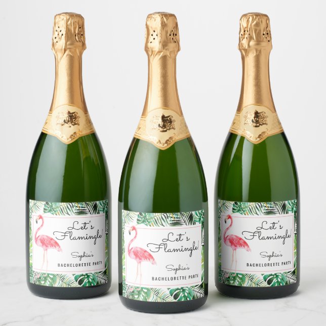 Flamingle Bachelorette Sparkling Wine Labels (Flaschen)