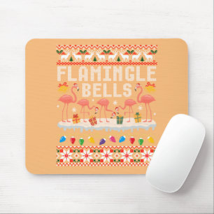 Flamingle Bells Pink Flamingo Christmas Ugly Xmas Mousepad