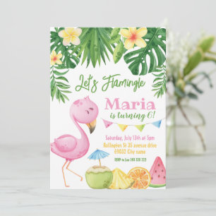 Flamingle Flamant rose Anniversaire Invitation