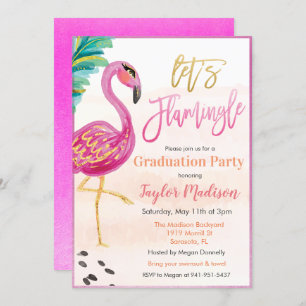 Flamingle Flamant rose Graduation Invitation