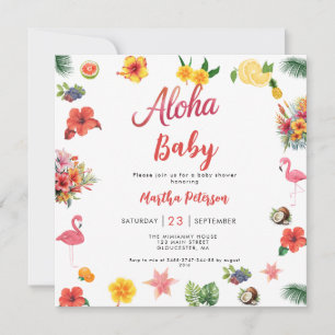 Flamingle Luau Floral Tropical Summer Baby Dusche Einladung