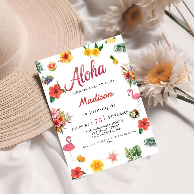 Flamingle Luau Floral Tropical Summer Birthday Inv Einladung (Von Creator hochgeladen)