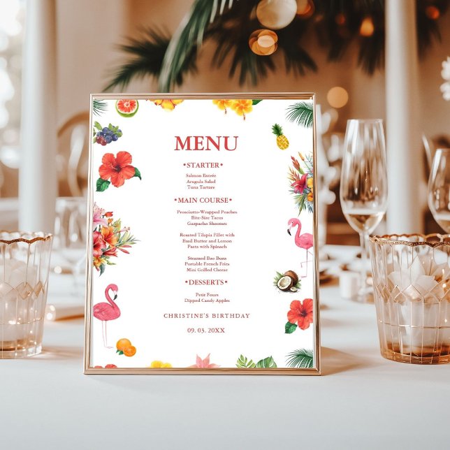 Flamingle Luau Floral Tropical Summer Birthday Poster (Von Creator hochgeladen)