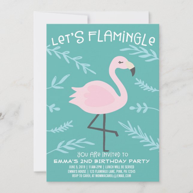 Flamingle mignon Flamant rose Pastel Invitation (Devant)