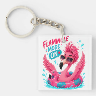 Flamingle-Modus ein Rosa Flamingo Pool Schwimmkörp Schlüsselanhänger