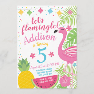 Flamingle Party Birthday Invitation Flamant rose P