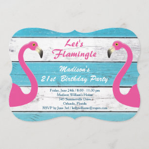 Flamingle rayé Anniversaire Invitation