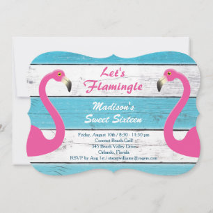 Flamingle Striped Sweet sixteen Invitation