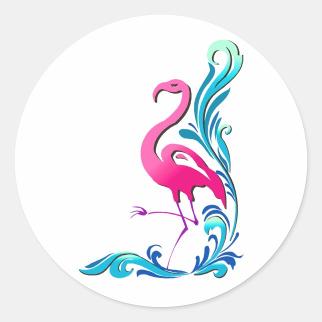 Flamingo 1 runder aufkleber (Vorderseite)