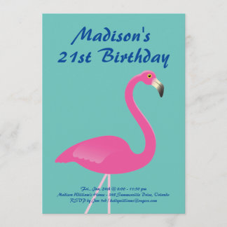 Flamingo 21. Geburtstag Party Einladung - Türkis