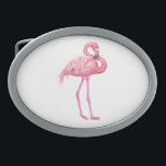 Flamingo 2 ovale gürtelschnalle<br><div class="desc">Aquarellmalerei eines rosa Flamingo-Vogels</div>