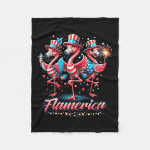 Flamingo 4. Juli Patriotic USA Unabhängigkeit Fl Fleecedecke