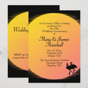 Flamingo Abend Hochzeit Jahrestag Einladung