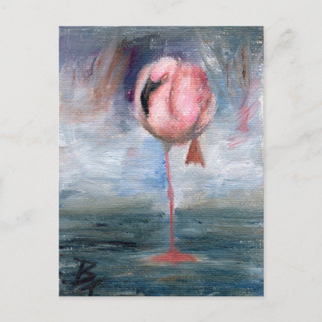 Flamingo ACEO Postcard Postkarte (Vorderseite)