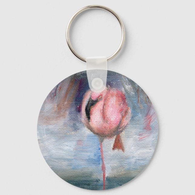 Flamingo ACEO Schlüsselanhänger (Vorderseite)