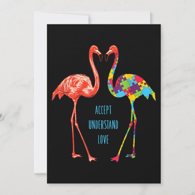 Flamingo | Akzeptieren Sie Liebe Autism Flamingo Save The Date (Vorderseite)