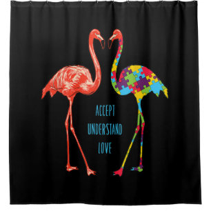 Flamingo  Akzeptiert Verständnis der Liebe Autism Duschvorhang
