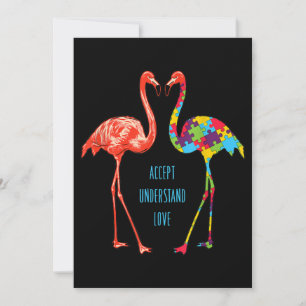 Flamingo  Akzeptiert Verständnis der Liebe Autismu Dankeskarte
